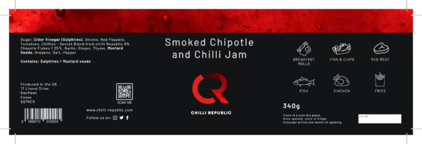 smoked chipotle and chilli jam label