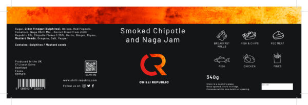 smoked chipotle and naga jam label